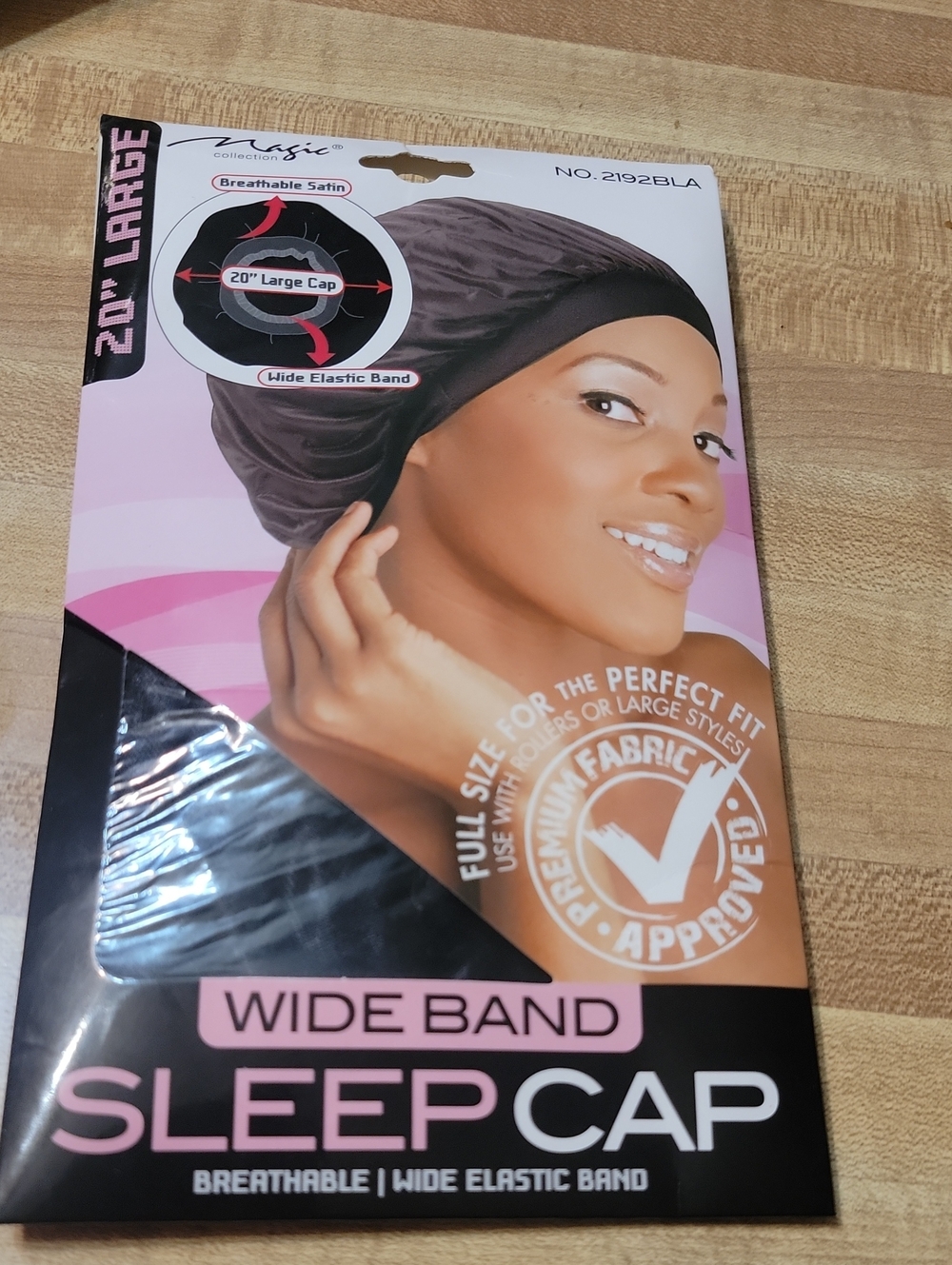 Wide Band Satin Sleep Cap - Black by